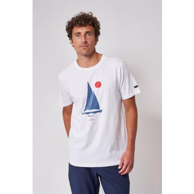 Batela T Shirt Zeilboot wit