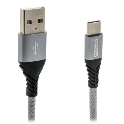 A-DAPT Data en laadkabel USB-A > USB-C grijs