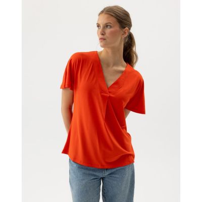 Holebrook Ellen V Neck Top bright red