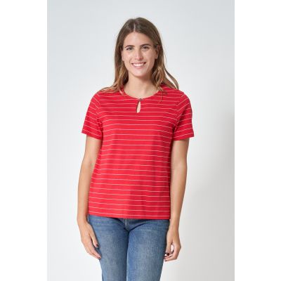 Batela T Shirt Red Stripe rood