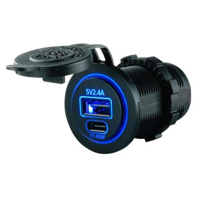 USB 2.4A + USB-C PD 45W