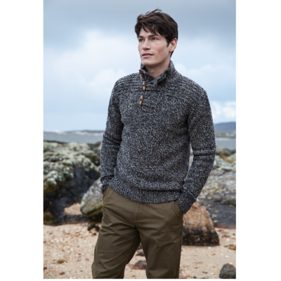 Fisherman Toggle Buttoned Collar Sweater blackstone